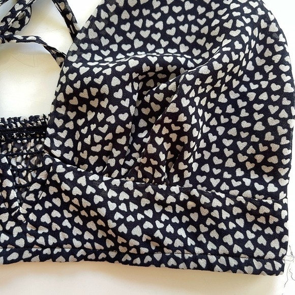 Free People Cassie Soft Bra Black Heart Print - XS - Picture 5 of 8